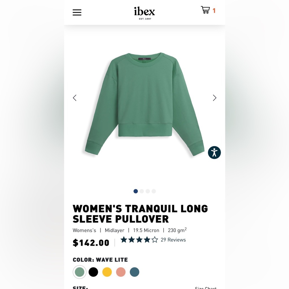 IBEX women’s small cropped Tranquil swearshirt